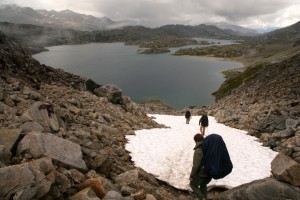 Crater Lake on the north side of Chilkoot Pass is part of the Yukon River watershed