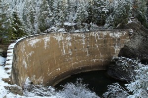 The Eileen Dam was an early attempt to harness the Moyie River for energy but it never had the chance to generate power