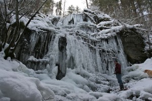 A small creek can create impressive icicle formations